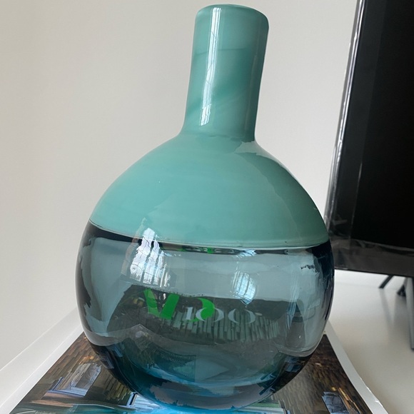 West Elm Vibrant Blue Glass Vase -  8.5”T 6”Diam - Picture 1 of 2